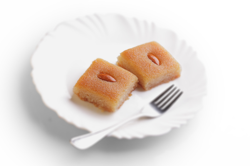 Basbousa with almonds